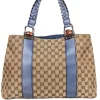 Gucci - Tan Jacquard Libeccio Monogram Shoulder Bag w/ Braided Strap