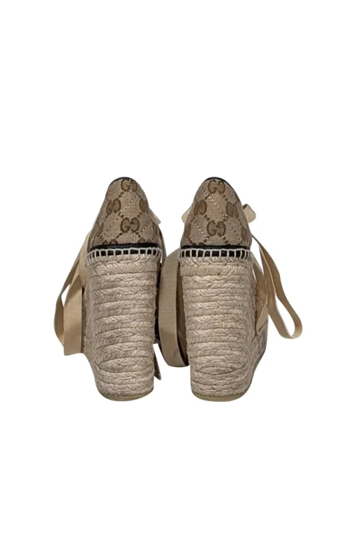 Gucci - Tan Monogram Wrap Around Espadrilles Sz 4