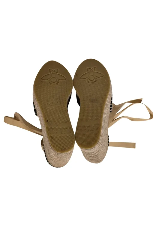 Gucci - Tan Monogram Wrap Around Espadrilles Sz 4