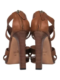 Gucci - Tan Strappy Sandal Heels w/ Tassels Sz 10