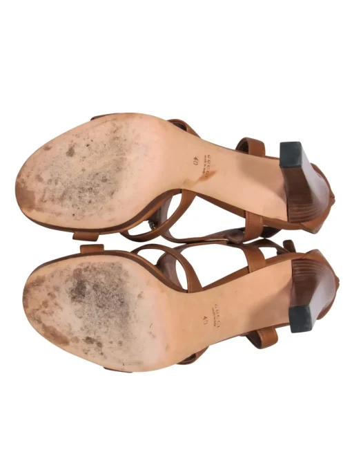 Gucci - Tan Strappy Sandal Heels w/ Tassels Sz 10