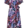 Hale Bob - Navy Wrap Midi Dress w/ Paisley Print Sz XS