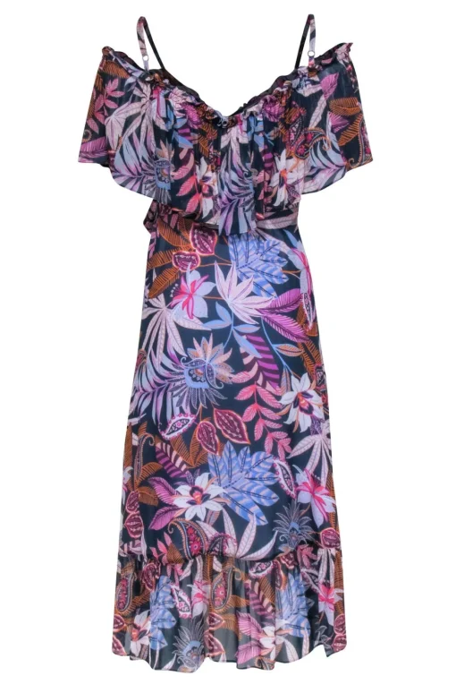 Hale Bob - Navy Wrap Midi Dress w/ Paisley Print Sz XS