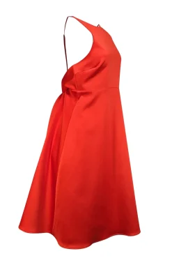 Halston - Red Satin Tie Back Sleeveless Dress Sz 8