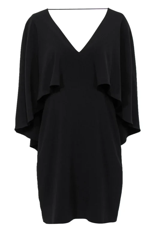 Halston Heritage - Black Caped Sheath Dress Sz 10