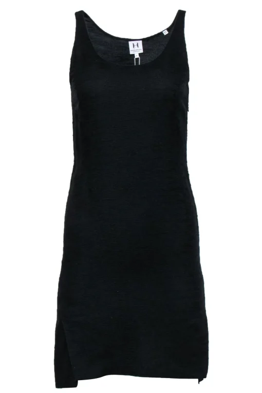 Halston Heritage - Black Textured Silk Blend Tank Dress Sz 0