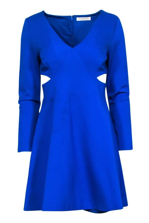 Halston Heritage - Cobalt Blue Side Cut Out Dress Sz M