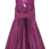 Halston Heritage - Purple Cross Accordion Pleated Mini Dress Sz 0