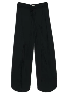 Haute Hippie - Black Drawstring Wide-Leg Pants w/ Slit Design Sz S