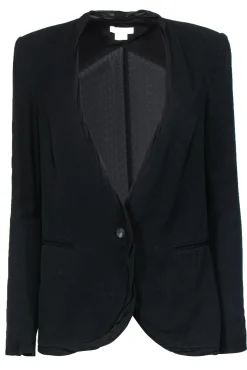 Helmut Lang - Black Buttoned Blazer w/ Silk Trim Sz 2