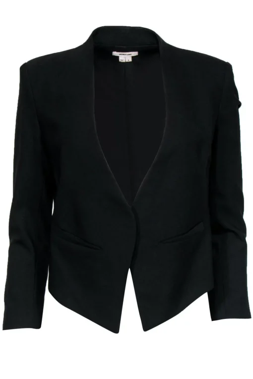 Helmut Lang - Black Wool Collarless Blazer Sz 0