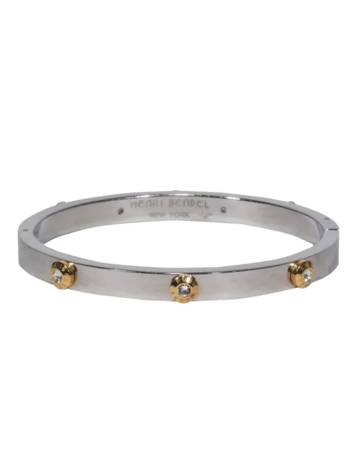Henri Bendel - Silver Studded Rhinestone Bangle Bracelet