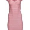 Herve Leger - Rose Pink Bandage Cap Sleeve Dress Sz XS