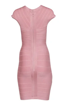 Herve Leger - Rose Pink Bandage Cap Sleeve Dress Sz XS
