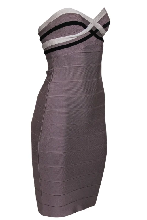 Herve Leger - Taupe Strapless Bandage Midi Dress Sz S