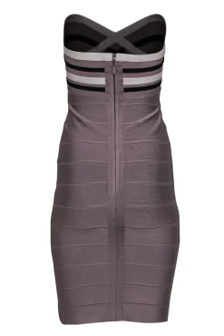 Herve Leger - Taupe Strapless Bandage Midi Dress Sz S