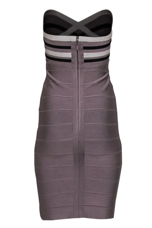 Herve Leger - Taupe Strapless Bandage Midi Dress Sz S