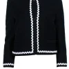 Hobbs - Black Woven Cropped Jacket w/ Wavy Trim Sz 12