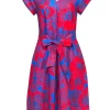 Hobbs - Red & Blue Print Sleeveless Dress Sz 6