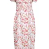 House of CB - Ivory w/ Rose Print Puff Sleeve Dress Sz L