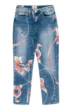 Hudson - Light Wash Floral Print High-Waist Straight Leg Jeans Sz 26