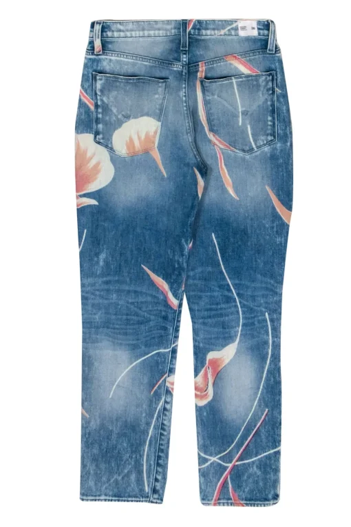Hudson - Light Wash Floral Print High-Waist Straight Leg Jeans Sz 26