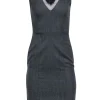 Hugo Boss - Charcoal Grey Sheath Dress w/ Black Mesh Accent Sz 0