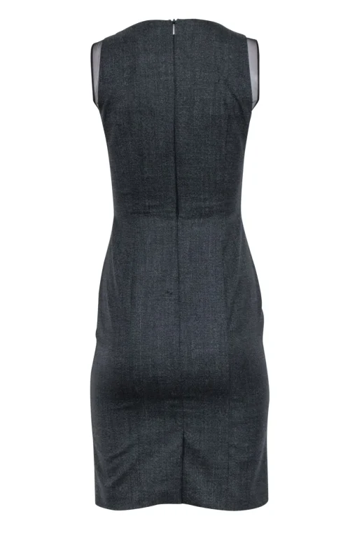 Hugo Boss - Charcoal Grey Sheath Dress w/ Black Mesh Accent Sz 0