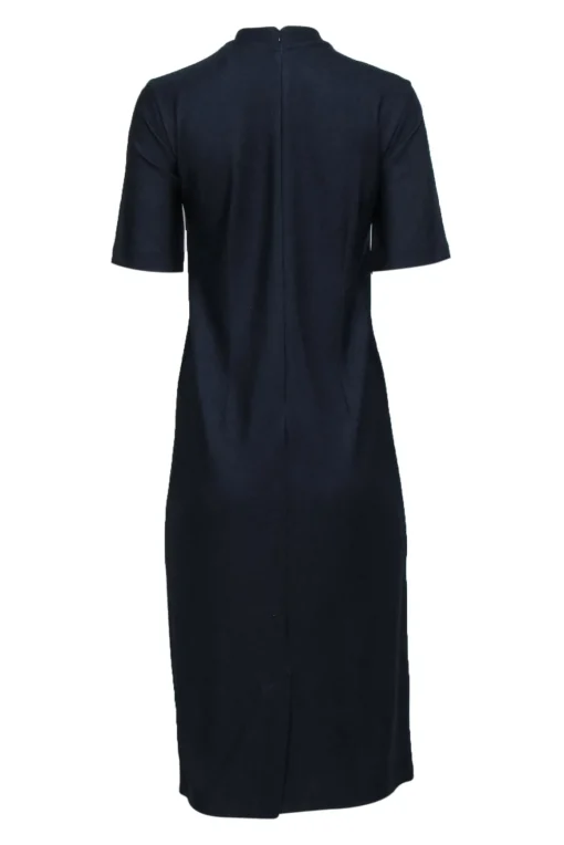 Hugo Boss - Navy & Blue Mock Neck Fitted Midi Dress Sz L