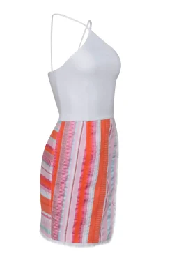 Hutch - White Sleeveless Dress w/ Multi Color Striped Bottom Sz 2
