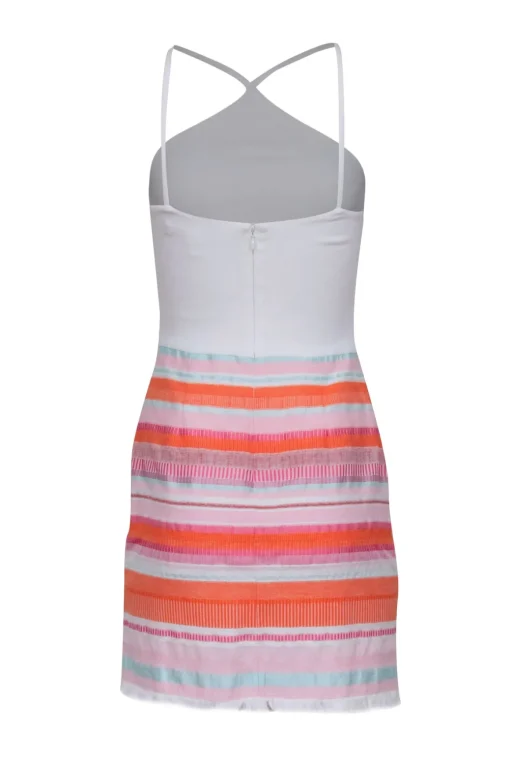 Hutch - White Sleeveless Dress w/ Multi Color Striped Bottom Sz 2