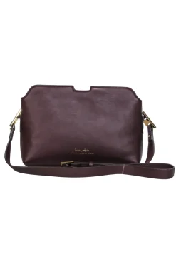 India Hicks - Deep Burgundy Smooth Leather Crossbody w/ Gold Hardware
