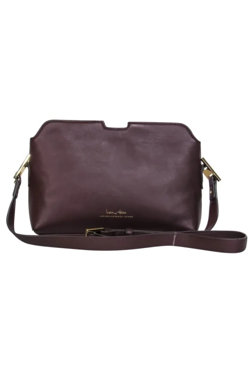 India Hicks - Deep Burgundy Smooth Leather Crossbody w/ Gold Hardware