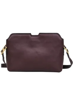 India Hicks - Deep Burgundy Smooth Leather Crossbody w/ Gold Hardware
