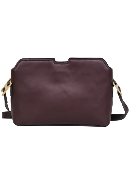 India Hicks - Deep Burgundy Smooth Leather Crossbody w/ Gold Hardware