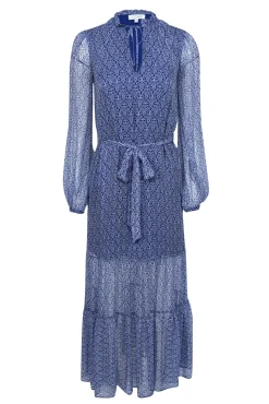 Intermix - Blue & Ivory Paisley Prink Silk Maxi Dress Sz 0