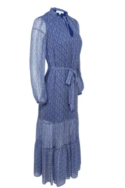 Intermix - Blue & Ivory Paisley Prink Silk Maxi Dress Sz 0