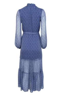 Intermix - Blue & Ivory Paisley Prink Silk Maxi Dress Sz 0