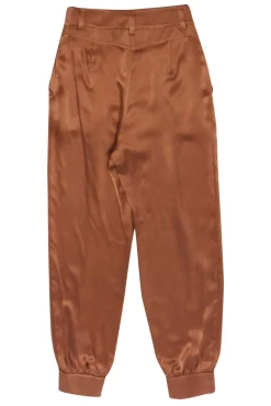 Intermix - Bronze Silk Satin Jogger-Style Pleated Trousers Sz 0