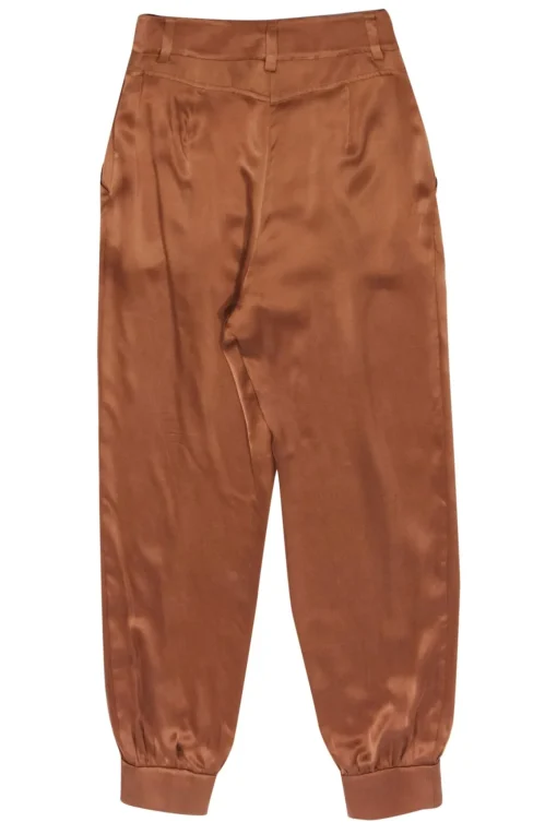 Intermix - Bronze Silk Satin Jogger-Style Pleated Trousers Sz 0