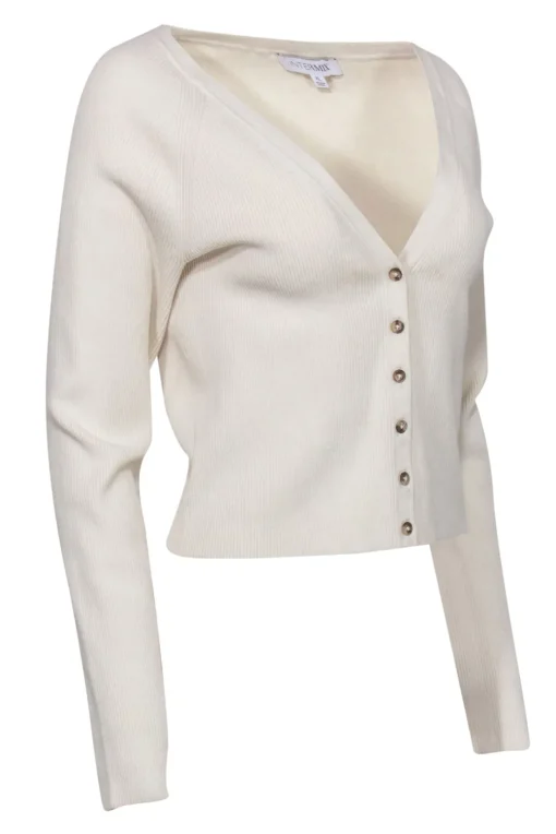 Intermix - Cream Ribbed Button-Up Cardigan Sz XL