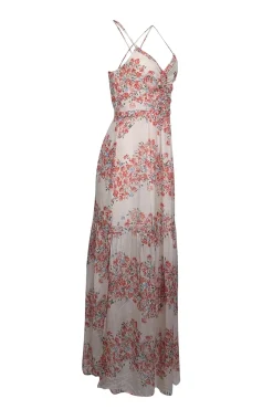 Intermix - Cream w/ Red Floral Print Silk Maxi Dress Sz 4