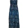 Intermix - Dark Blue Paisley Print Sleeveless Racerback Maxi Dress Sz S