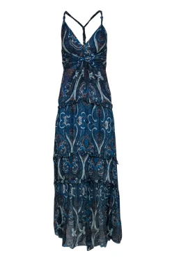 Intermix - Dark Blue Paisley Print Sleeveless Racerback Maxi Dress Sz S