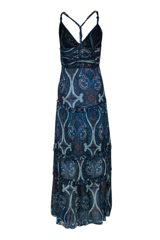 Intermix - Dark Blue Paisley Print Sleeveless Racerback Maxi Dress Sz S