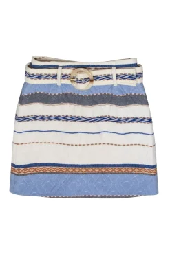 Intermix - Ivory Striped Quilted Mini Skirt w/ Removable Belt Sz 2