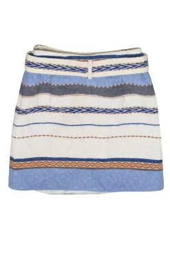 Intermix - Ivory Striped Quilted Mini Skirt w/ Removable Belt Sz 2