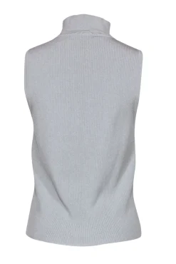 Intermix - Light Blue Sparkly Ribbed Sleeveless Mock Neck Sweater w/ Cutout Sz XL