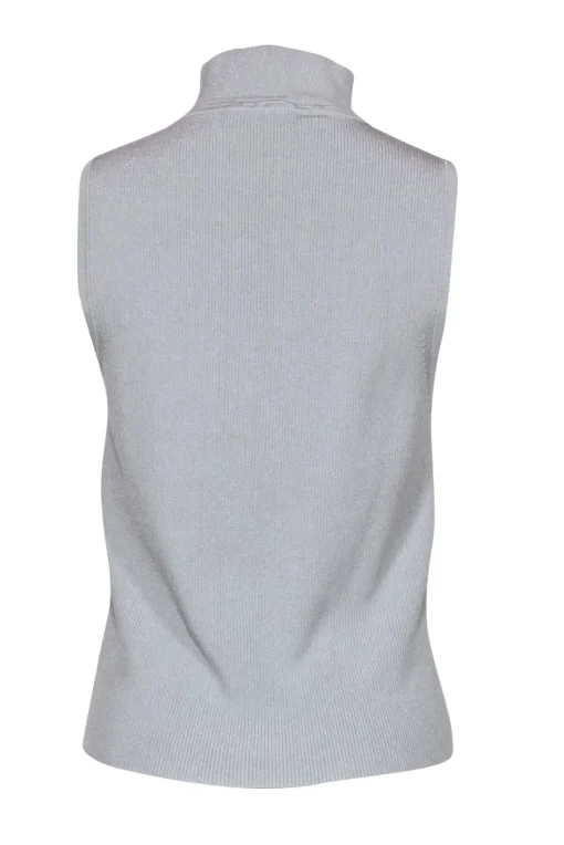 Intermix - Light Blue Sparkly Ribbed Sleeveless Mock Neck Sweater w/ Cutout Sz XL
