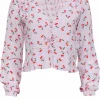 Intermix - Light Pink w/ Red Cherry Print Long Sleeve Top Sz XS